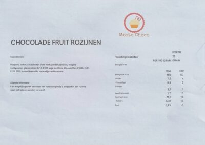 informatie ingrediënten en voedingswaarde